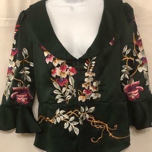 Free People Floral Embroidered Blouse